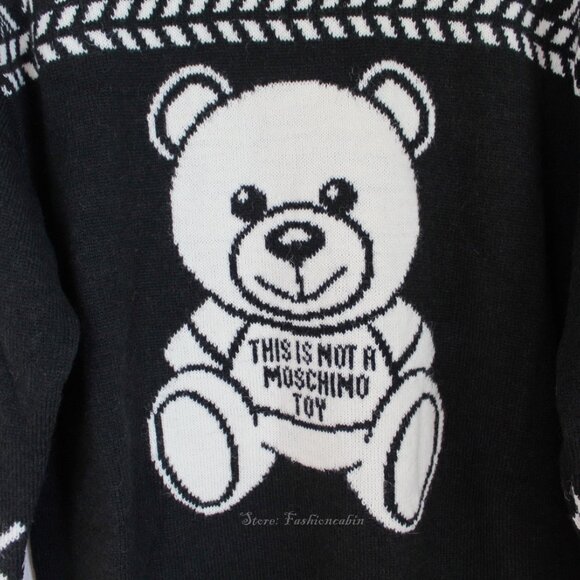 NWT Moschino Teddy Bear Sweater Dress | Cozy Knit Logo Winter Dress - Picture 5 of 15